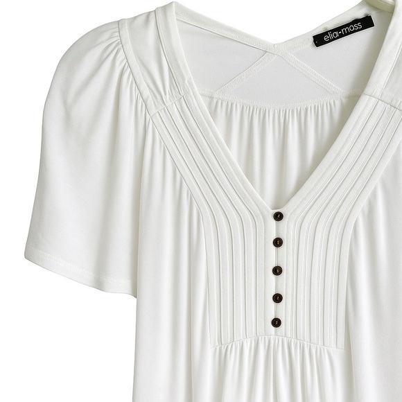 New Ella Moss Boho V-Neck Short Sleeve Tunic Dress Beach Coverup Summer Top XS - Picture 4 of 5